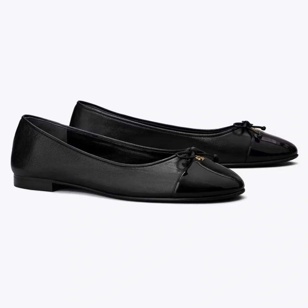 Tory Burch Black Leather Ballet Flats CAP-TOE BALLET size 11 gently used
